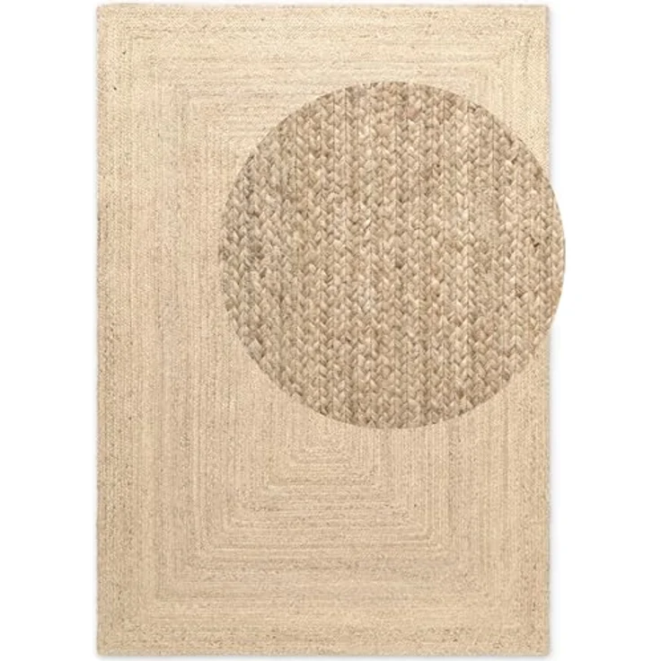 XXXL Juteteppich Sharmila, Creme, rechteckig 120x180 cm, Oeko-Tex® Standard 100, pflegeleicht und beidseitig verwendbar, für Fußbodenheizung geeignet – Bild 2