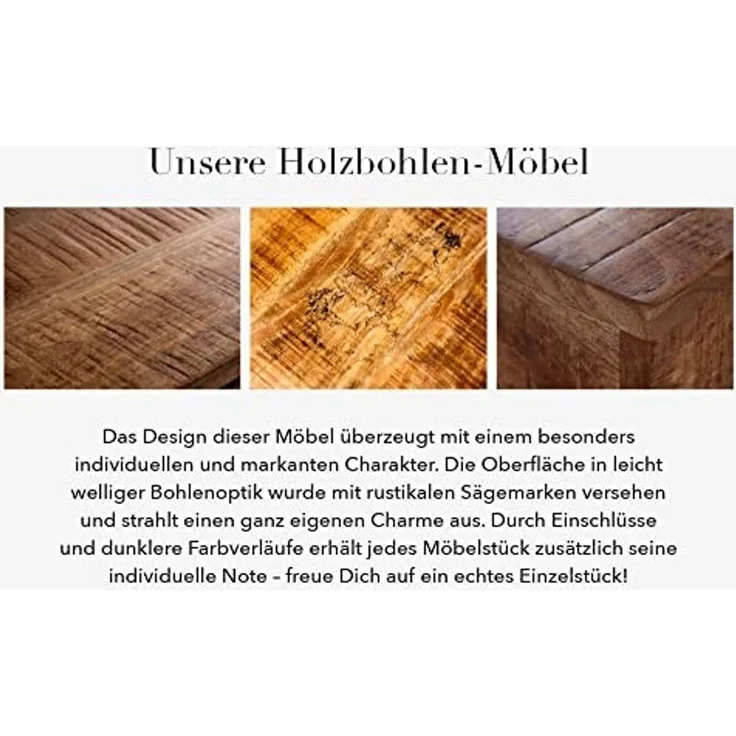 riess-ambiente Esstisch IRON CRAFT 80cm natur, Massivholz · rund · Küchentisch · Mangoholz – Bild 7