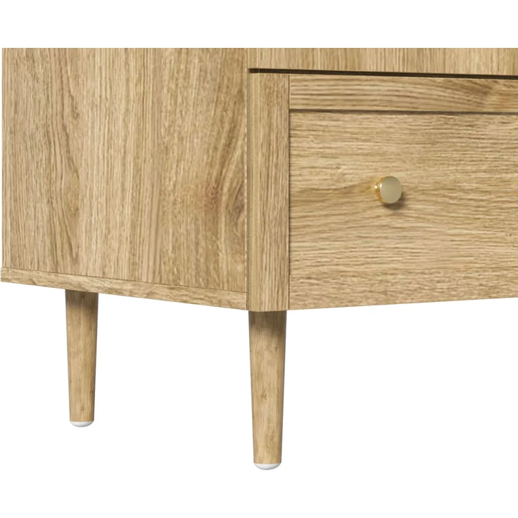 DESVIAE Garderobenschrank mit Stofftüren und Schubladen 79x175x50 cm MDF Eichenoptik – Bild 9