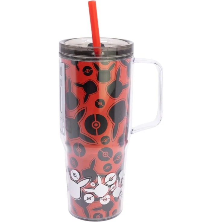 Pokemon Trinkbecher mit Strohhalm und Henkel Doppelwandig 860 ml – Bild 3