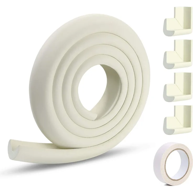 Vicloon Kantenschutz, Baby Kantenschutz 2M und 4 Stück Eckenschutz Baby aus Schaumstoff, Länge Kantenschutz für Scharfe Möbel Ecken & Tischschutz (Beige)