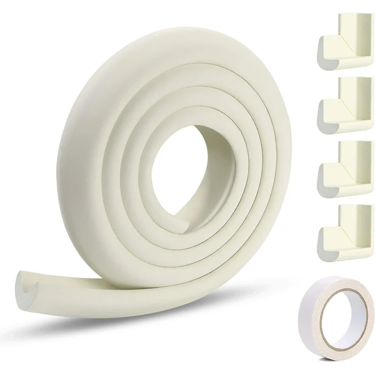 Vicloon Kantenschutz, Baby Kantenschutz 2M und 4 Stück Eckenschutz Baby aus Schaumstoff, Länge Kantenschutz für Scharfe Möbel Ecken & Tischschutz (Beige) – Bild 1