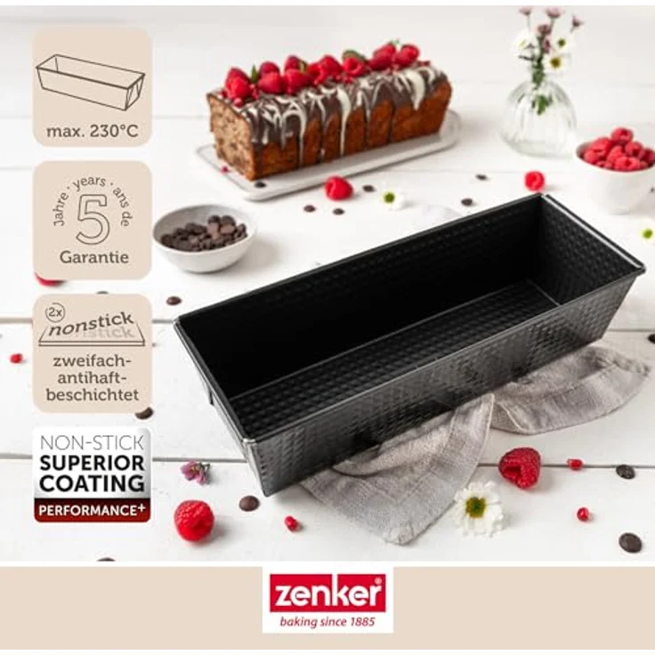 Zenker Königskuchenform Perfect Black 30 cm – Hochwertige Kastenform aus Stahlblech mit Antihaftbeschichtung, Hitzebeständigkeit +230 °C Made in Germany – Bild 3