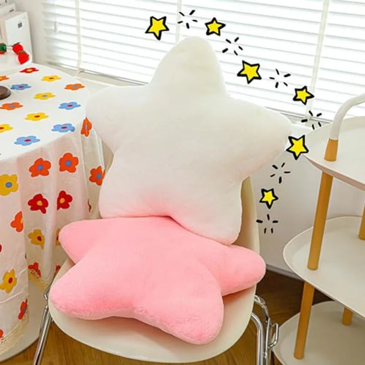 Kuschelkissen Kinder Sternkissen, Plüsch Kissen Dekokissen für kuschelecke kinderzimmer, Weiche Flauschige Sternform Zierkissen Sofakisse für Heimdekoration (Weiß,30CM) – Bild 5