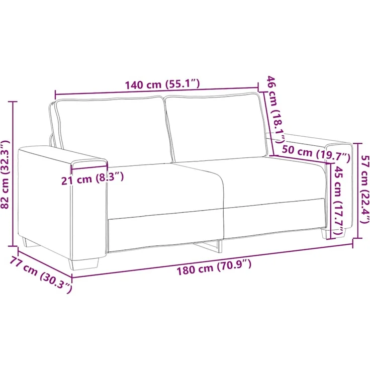 vidaXL 2-Sitzer-Sofa Taupe 180x77x82 cm Stoff 4105172 – Bild 8