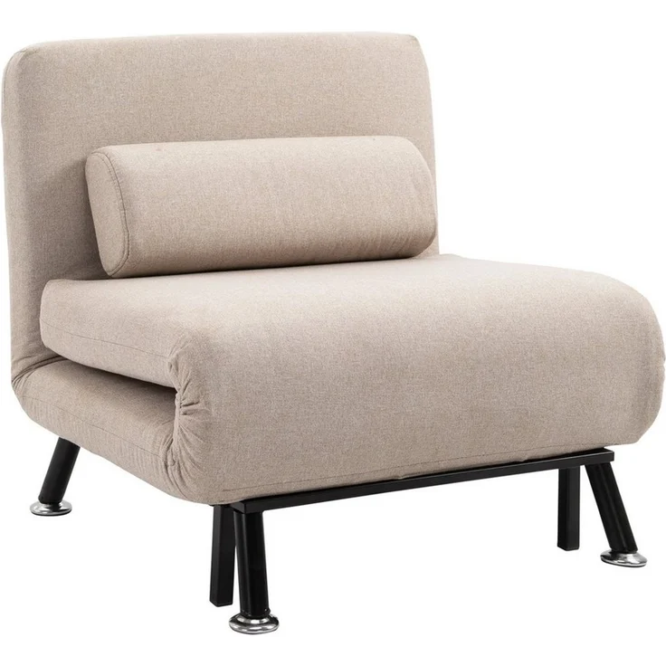 HOMCOM Sessel Schlafsofa mit Bettfunktion Verstellbarer Rückenlehne Kissen (klappbarer Relaxsessel, 1-St, Klappsessel), bis 150 kg belastbar, für Wohnzimmer, Beige – Bild 2