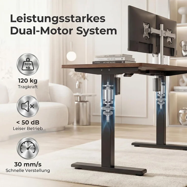 Devoko Höhenverstellbarer Schreibtisch 180x80 cm elektrisch, Höhenverstellung 71-121 cm mit Smart Control, 120 kg Tragkraft, für gesundes Arbeiten – Bild 3