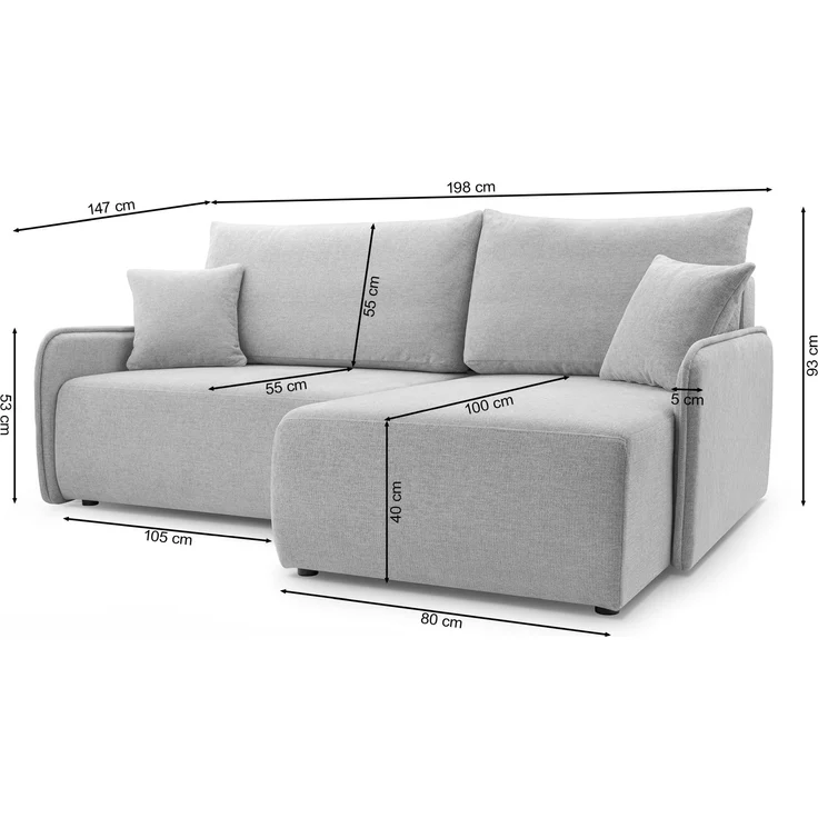 Selsey 'Netarro' Ecksofa mit Schlaffunktion, Bettkasten und Chenille-Bezug, graubeige, rechts – Bild 4