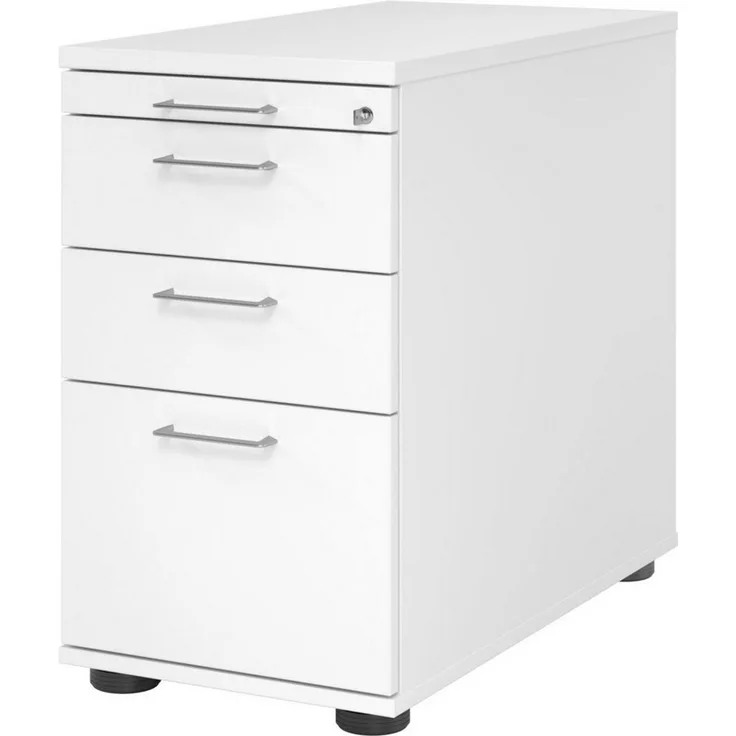 Hammerbacher Standcontainer mit 1 Hängeregistratur & 2 Schub, Schloss Büge, 76 x 42,8 x 80 cm, Weiß
