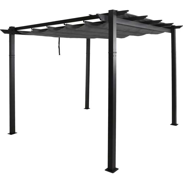 Mendler 'HWC-N93' Pergola, stabiles 8cm-Gestell mit Schiebedach UV50+ 3x3 m, Aluminium, Anthrazit – Bild 9