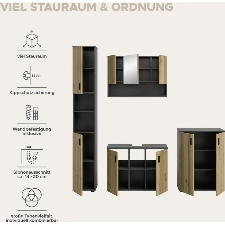 Badkombination B/H/T: 200x192x30 cm in Basalt Nachbildung und -- – Bild 10
