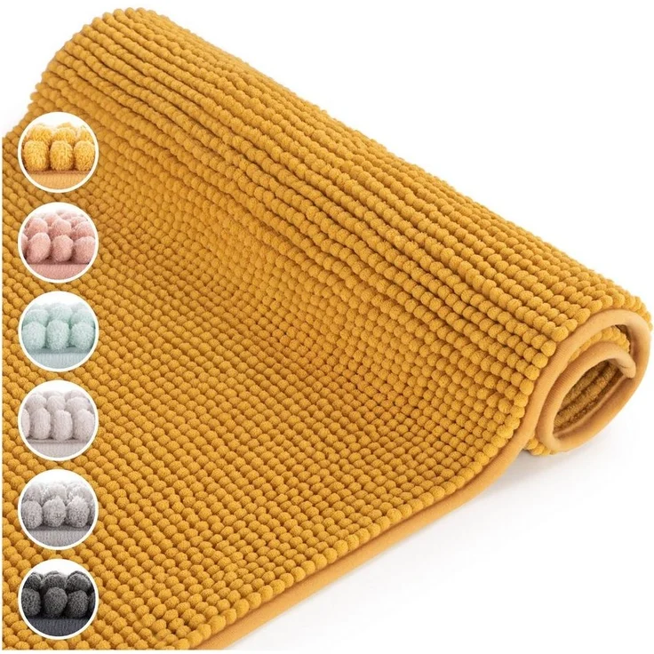 Blumtal Badematte Chenille weicher Badezimmerteppich, strapazierfähig, rutschfest, Polyester, Läufer, 40°C maschinenwaschbar – Bild 1