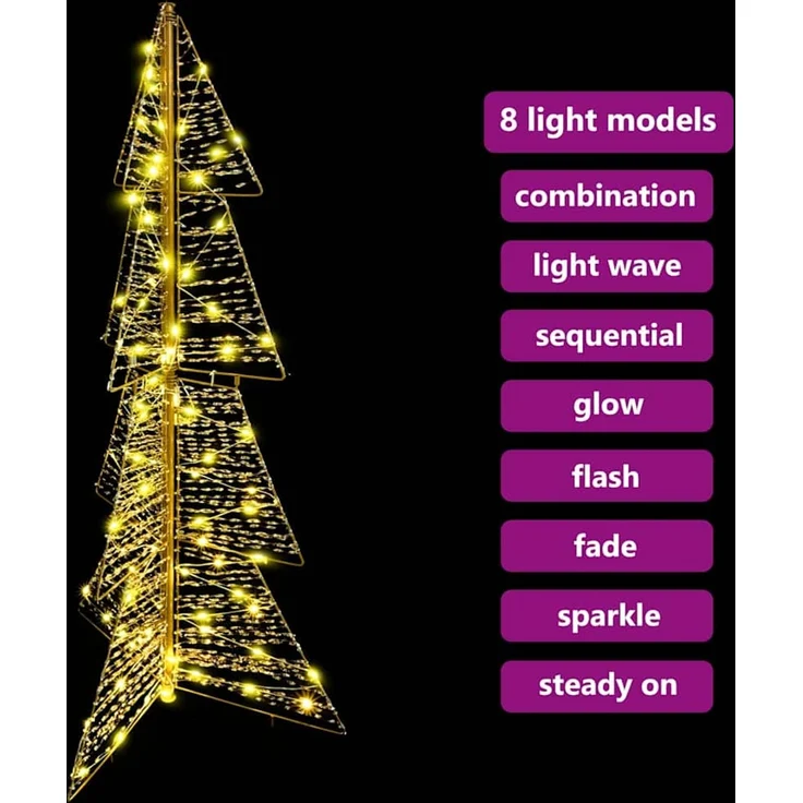 vidaXL Weihnachtsbaum Warmes Weiß 120 cm PET 100 LEDs 42019217 – Bild 9