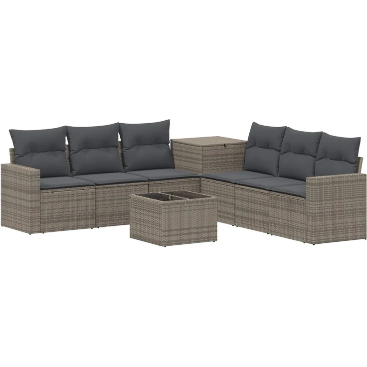 vidaXL Sofa Set 8 stk. Grau und Dunkelgrau Polyrattan und Stahl 3448330 – Bild 2