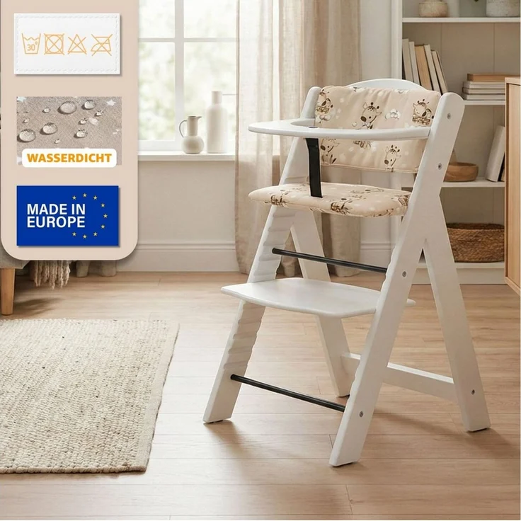 Sitzverkleinerer für Hochstuhl Baby Sitzkissen Stuhl 2-teilig - Kinder Sitzauflage für Hauck und Stokke Kinderhochstuhl High Chair Cover für Treppenhochstuhl und Babystuhl Oeko-Tex Afrika – Bild 4