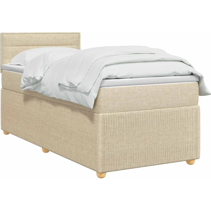 vidaXL Boxspringbett mit Matratze mit Kopfteil Creme 80 x 200 cm Stoff 3451333 – Bild 3