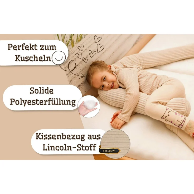 Totsy Baby Seitenschläferkissen Bettschlange Body Pillow - Kopfkissen lang Bettrolle Schlafkissen – Bild 3
