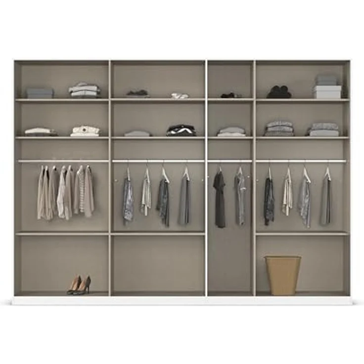 Rauch Möbel Alabama, Kleiderschrank für Schlafzimmer, Kinderzimmer, Wohnzimmer, Garderobe, Flur, 7-türig, Spiegel, mit Zubehör Classic, Farbe Weiß/Eiche Artisan, Holz, Breite 315 cm – Bild 6