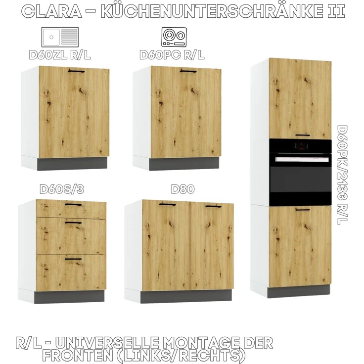Küchenunterschrank 79 cm - Artisan Eiche und Aschegrau - Eckküchenschrank - ohne Arbeitsplatte - Soft-Close-System – Bild 5