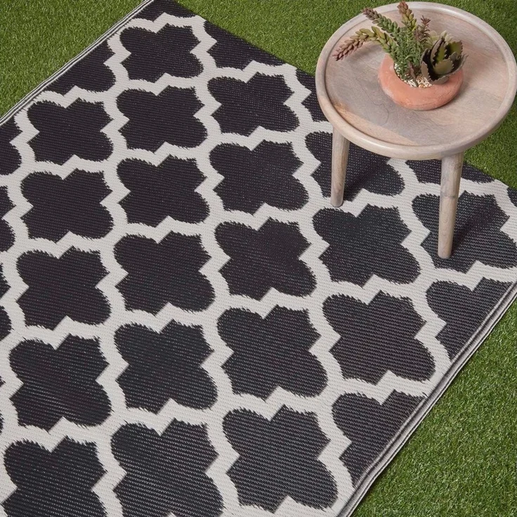 Homescapes Outdoorteppich Outdoor-Teppich Nola aus Polpropylen mit schwarz-weißem, 150 x 240 cm, rechteckig, Höhe: 20 mm – Bild 2