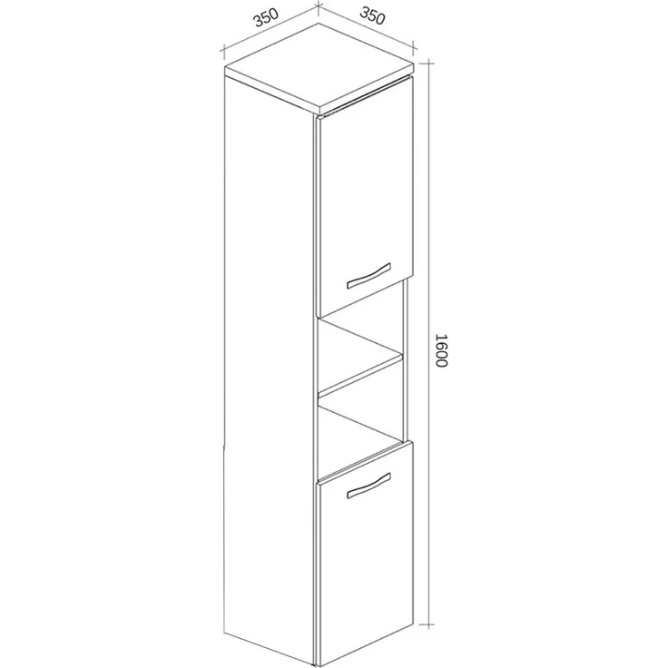 Badplaats Badezimmerschrank Paso 35 x 35 x 160 cm Kastanien Eiche - Hoch Badschrank Mit 2 Türen – Bild 5