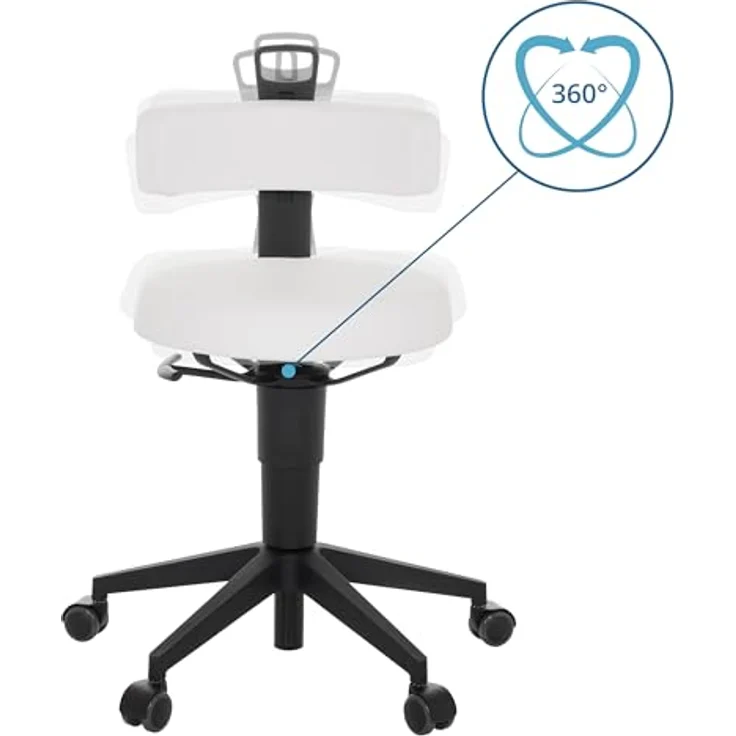 hjh OFFICE Balancestuhl höhenverstellbar TOP Work Flex PU beweglicher Arbeitshocker mit Rückenlehne, Kunstleder Weiß – Bild 5