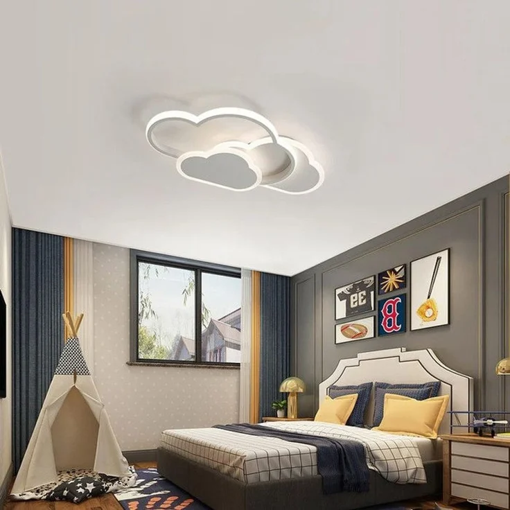 DELIPOP – Moderne 50W weiße LED – Deckenleuchte, dimmbare Wolken – Deckenleuchte mit Fernbedienung für Wohnzimmer/Schlafzimmer/Kinderzimmer – 45x24x6cm – Bild 4
