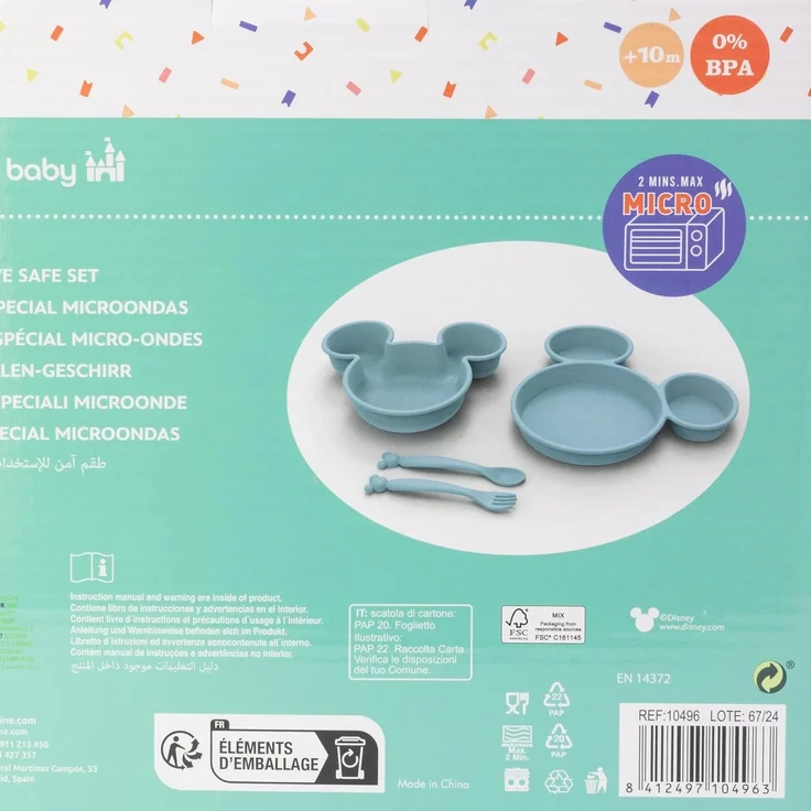 Disney Mickey Mouse Kindergeschirr-Set Kindergeschirr-Set 4-teilig – Teller, Schale & Besteck in Geschenkbox (4-tlg) – Bild 4