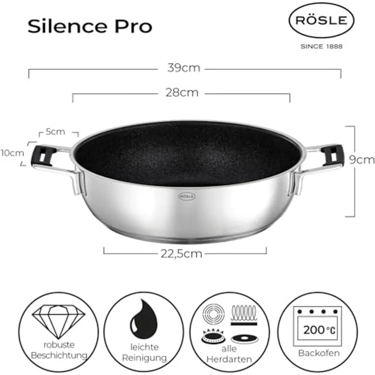 RÖSLE 'Silence Pro' Servierpfanne mit 'ProResist' Deckel, Ø 28 cm – Bild 2