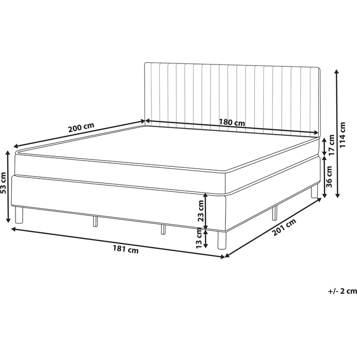 Boxspringbett Stoff COUNTESS 180x200 cm Beige – Bild 2