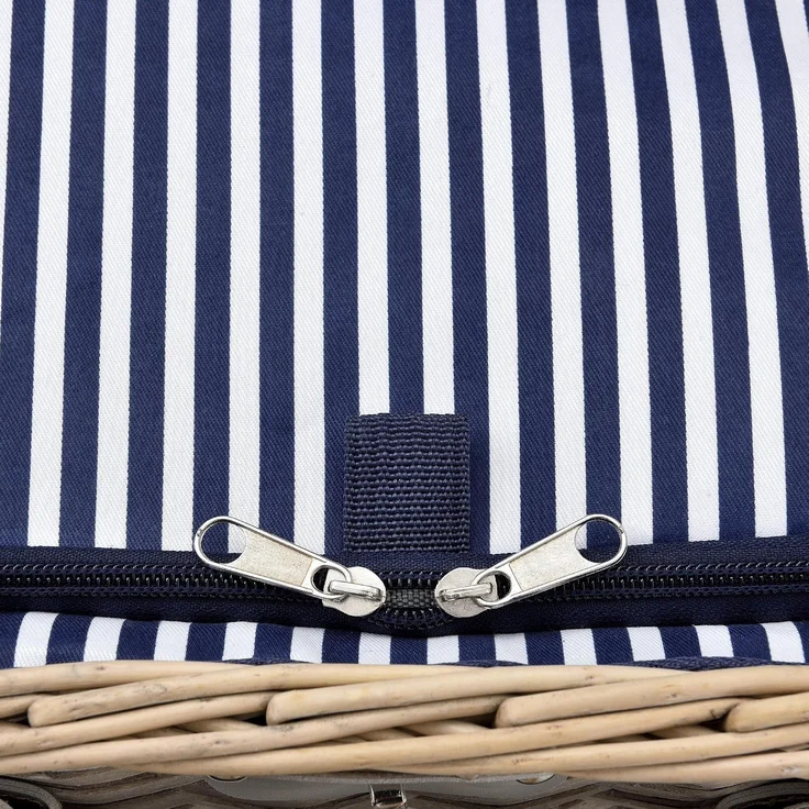 Picknickkorb mit Besteck-Set für 4 Personen Blau/Weiß casa. pro – Bild 4