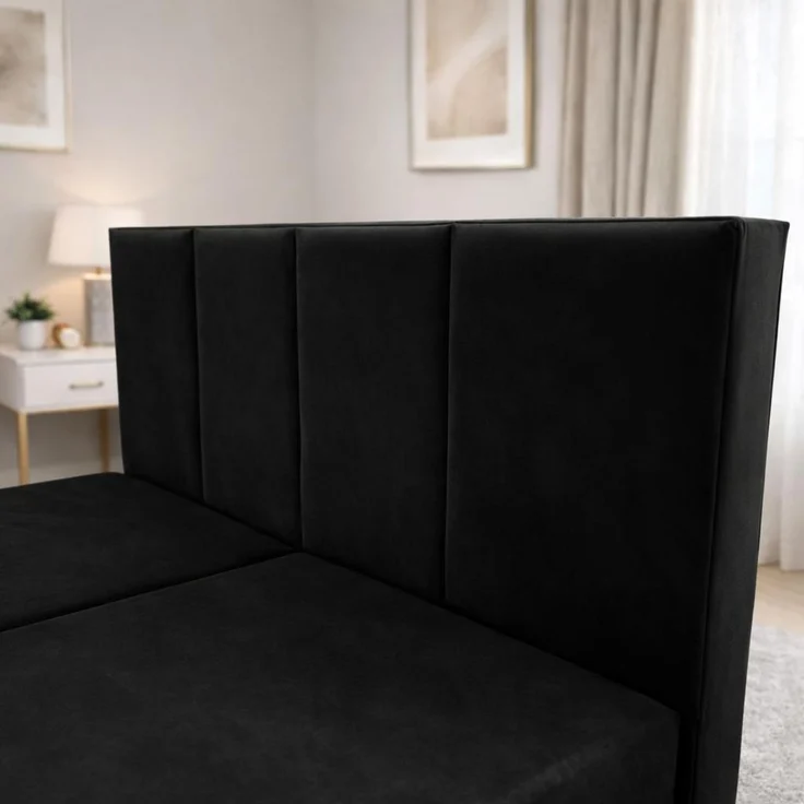 KRISAN MÖBEL Kontinentalbett DREAM1 Schwarz, Premium-Komfort für Ihr Schlafzimmer mit 2 Bettkasten, Bonell-Federkern Matratze und Topper, 160 x 200 cm – Bild 3