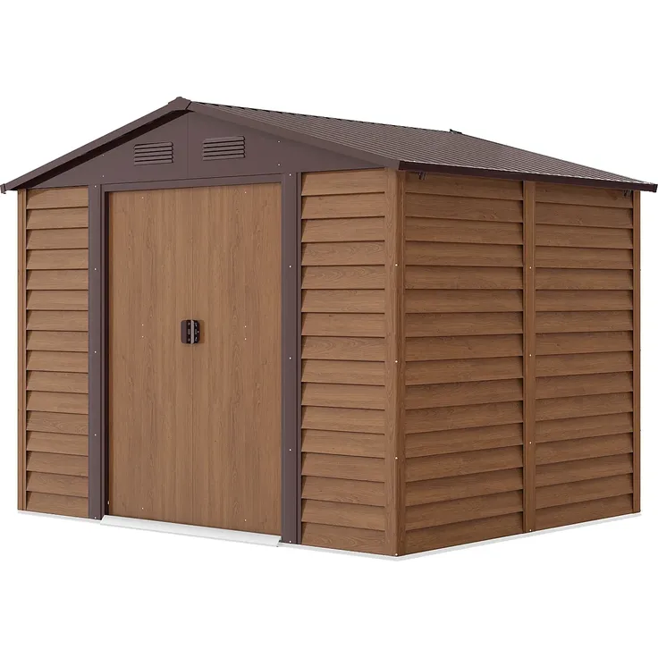 Vente-unique - ARSEGO Gartenhaus Metall Braun - B 224 cm x H 177 cm x L 266 cm – Bild 3