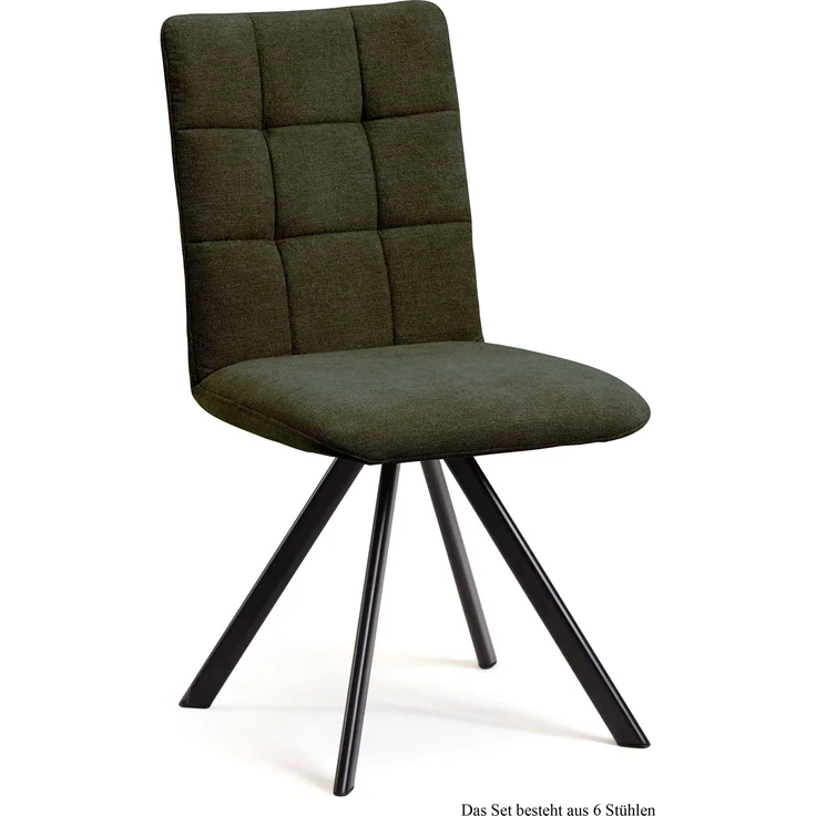 Esszimmerstuhl drehbar (6er-Set) Despa 47x91x60 Schwarz/Khaki