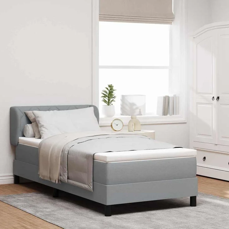 vidaXL Boxspringbett mit Kopfteil Hellgrau 90 x 190 cm Stoff 3340059 – Bild 1
