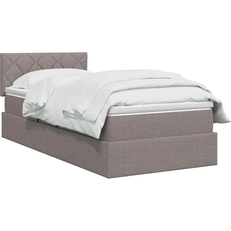 vidaXL LED-Speicherbett mit Matratze Taupe 100 x 200 cm Stoff 3459108 – Bild 3