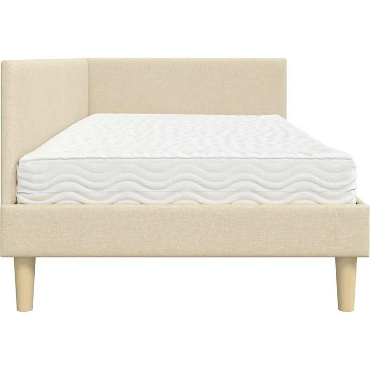 vidaXL Eckbettgestell mit Matratze Sonstiges 2 pcs Creme Stoff 3393731 – Bild 8