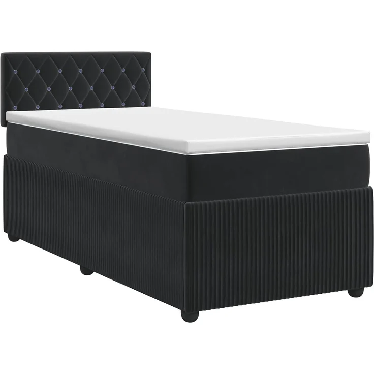 vidaXL Boxspringbett mit Matratze Schwarz 90 x 190 cm Samt 3451579 – Bild 2