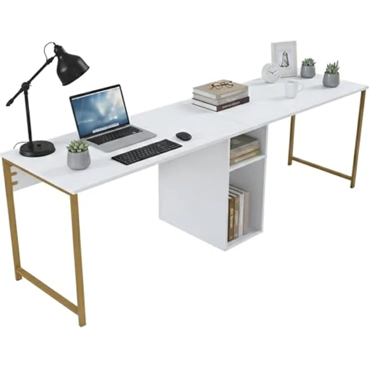 Dmora Schreibtisch Caprioli 240 x 60 x 74 cm Weiß, 1 Fach – Bild 3