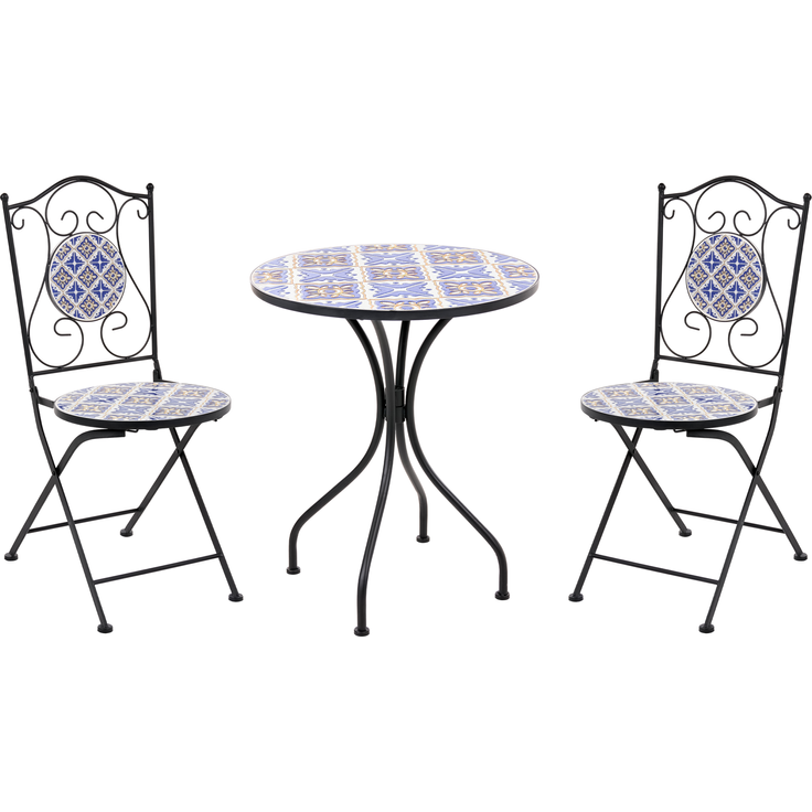 Bistro Set SIPONTO Metall Weiß Blau