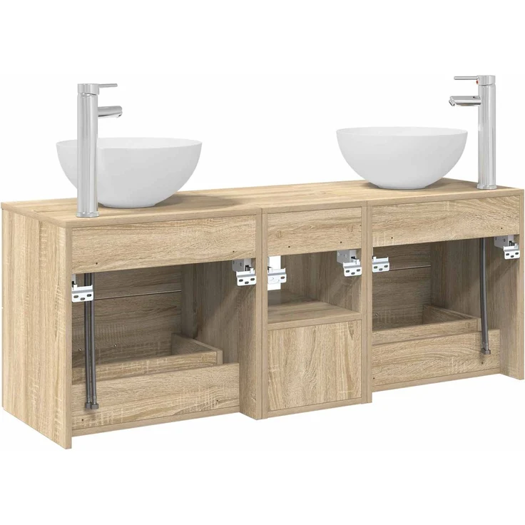 vidaXL Badezimmerschrank-Set 3 stk. Sonoma-Eiche 129 x 35 x 80 cm 3405789 – Bild 8