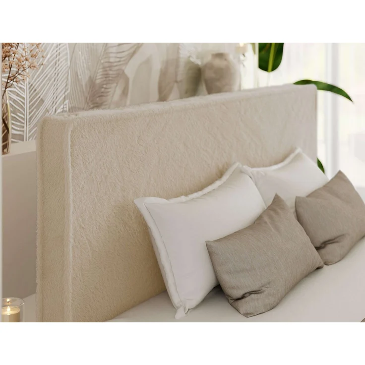 Design Polsterbett LUMARO CLASSIC 160x200 cm mit Lattenrost & 12cm hohen Füßen, Doppelbett mit Kopfteil, Konfigurierbar, Pocket Matratze - Creme Plüsch - VIRE LUX – Bild 3