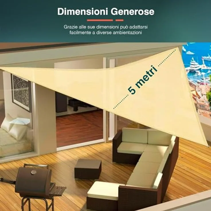 Sonnensegel, dreieckig, mit UV-Schutz, ideal für Außenbereich, Terrasse, Balkon, wasserdicht, aus Polyester, 5 x 5 x 5 m – Bild 6