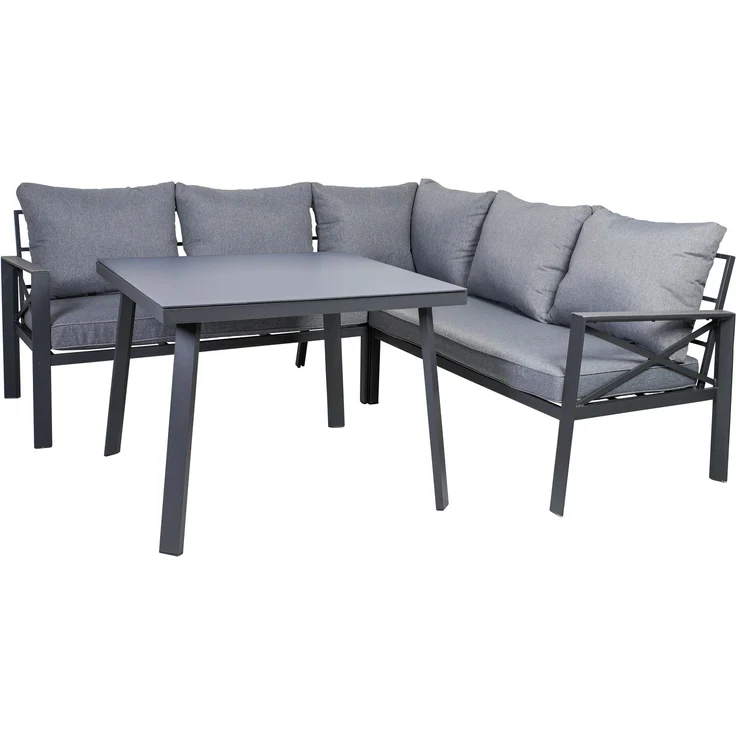 greemotion Lounge-Set Amsterdam 2-teilig, Stahl, anthrazit, Platz für 5 Personen, Gartenmöbel-Set, Loungemöbel-Set – Bild 3