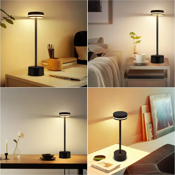 ZMH Tischlampe Kabellos LED Tischleuchte Akku - Nachttischlampe Dimmbare 3000K-6500K mit USB-C -Touch Lampe Schwarz Tischlampen -für Schlafzimmer Esszimmer Büro – Bild 8