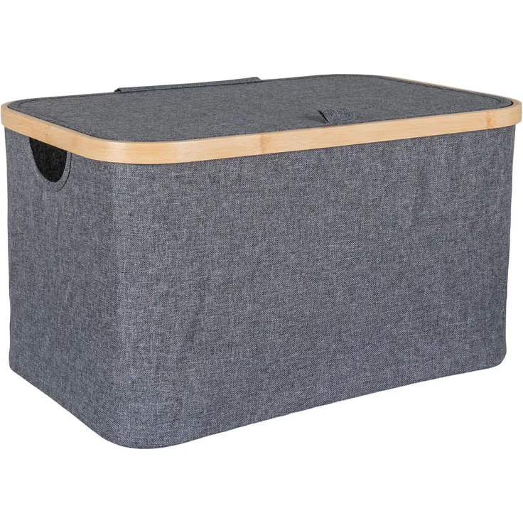House Nordic Korb, Bambus/Textil, dunkelgrau, 30x45x25 cm