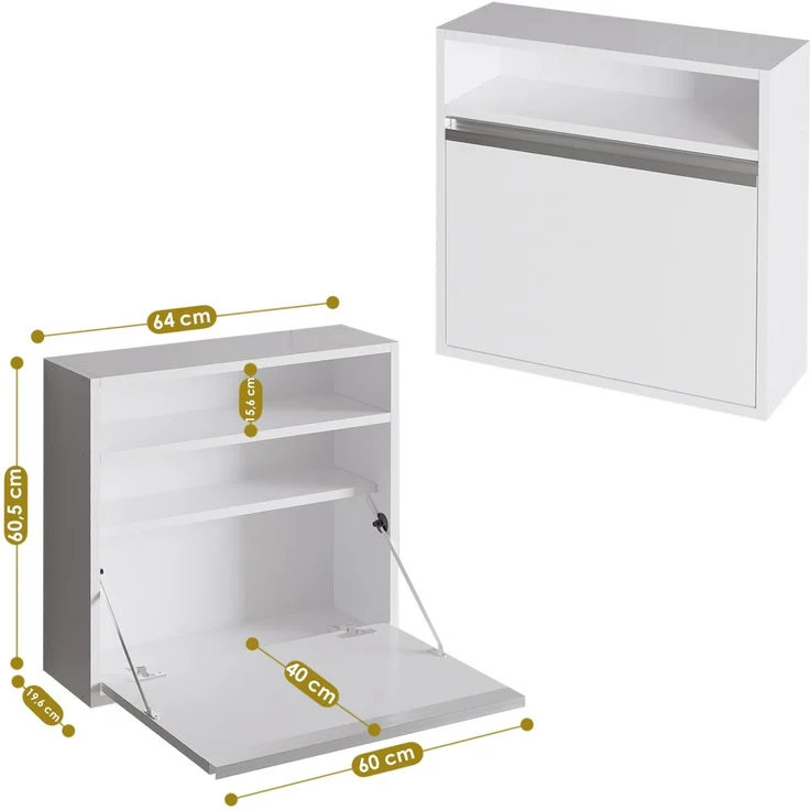 Skye Decor 'Optimum - White' Schreibtisch, Weiß, 64 x 60 x 20 cm – Bild 5