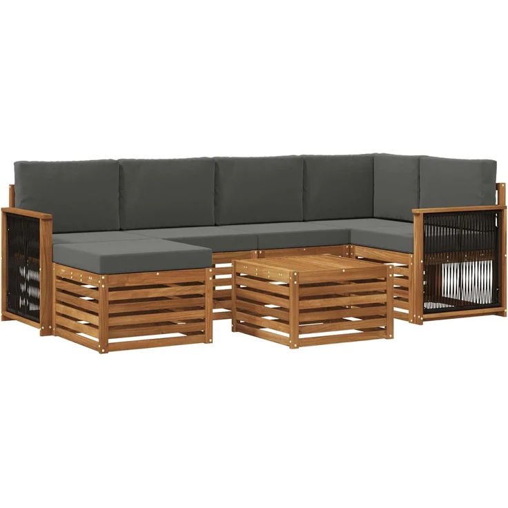 vidaXL Outdoor-Sofagarnitur 7 stk. 5-Sitzer Natur und Anthrazit 3384593 – Bild 2