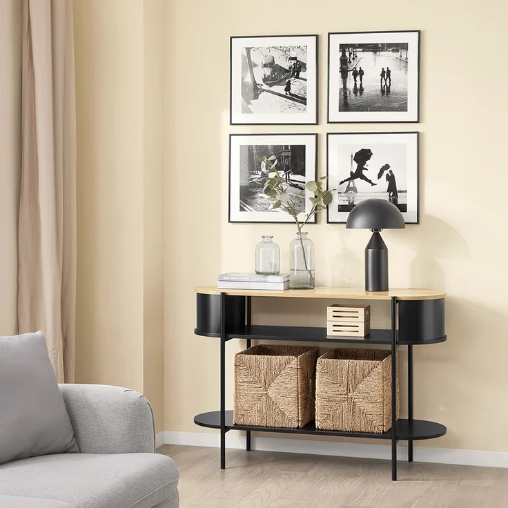 SoBuy FSB102-SCH Konsolentisch Flur, MDF, Melamin, Helle Eiche, 110 x 76 x 39 cm – Bild 2