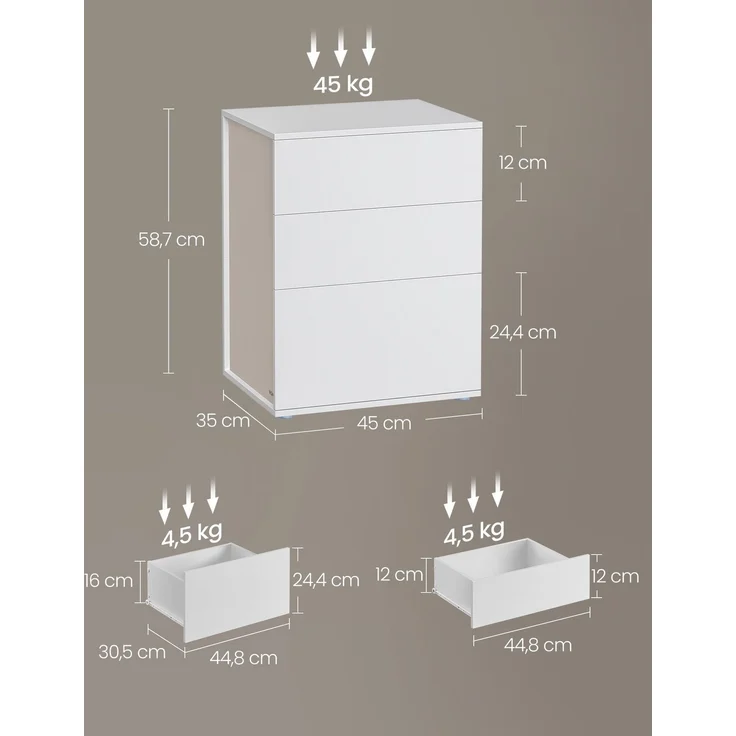 VASAGLE Nachttisch (2-St), werkzeuglose Montage,Beistelltisch,Nachtschrank 2er set – Bild 5